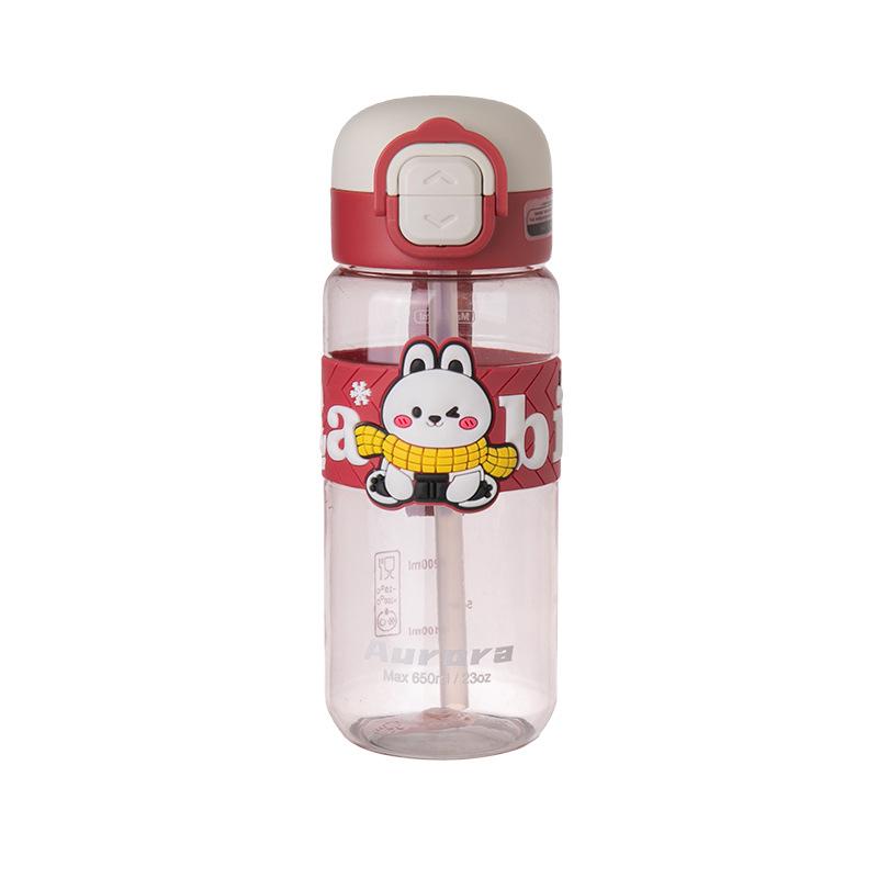 Water Bottle High Value Children's Water Cup Male and Female Students Go To School Special Cup Cute Double Drink Straw Cup Sports Portable