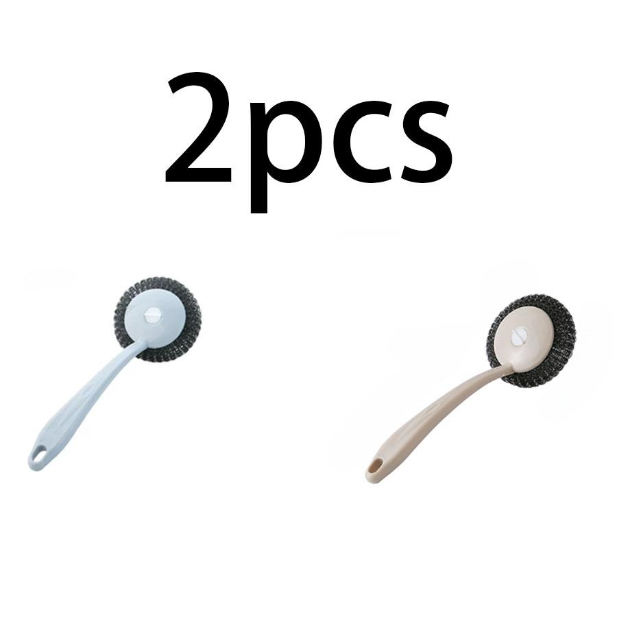 Steel wire brush kitchen can be hung pot brush long handle to oil cleaning brush with steel ball brush dishwasher