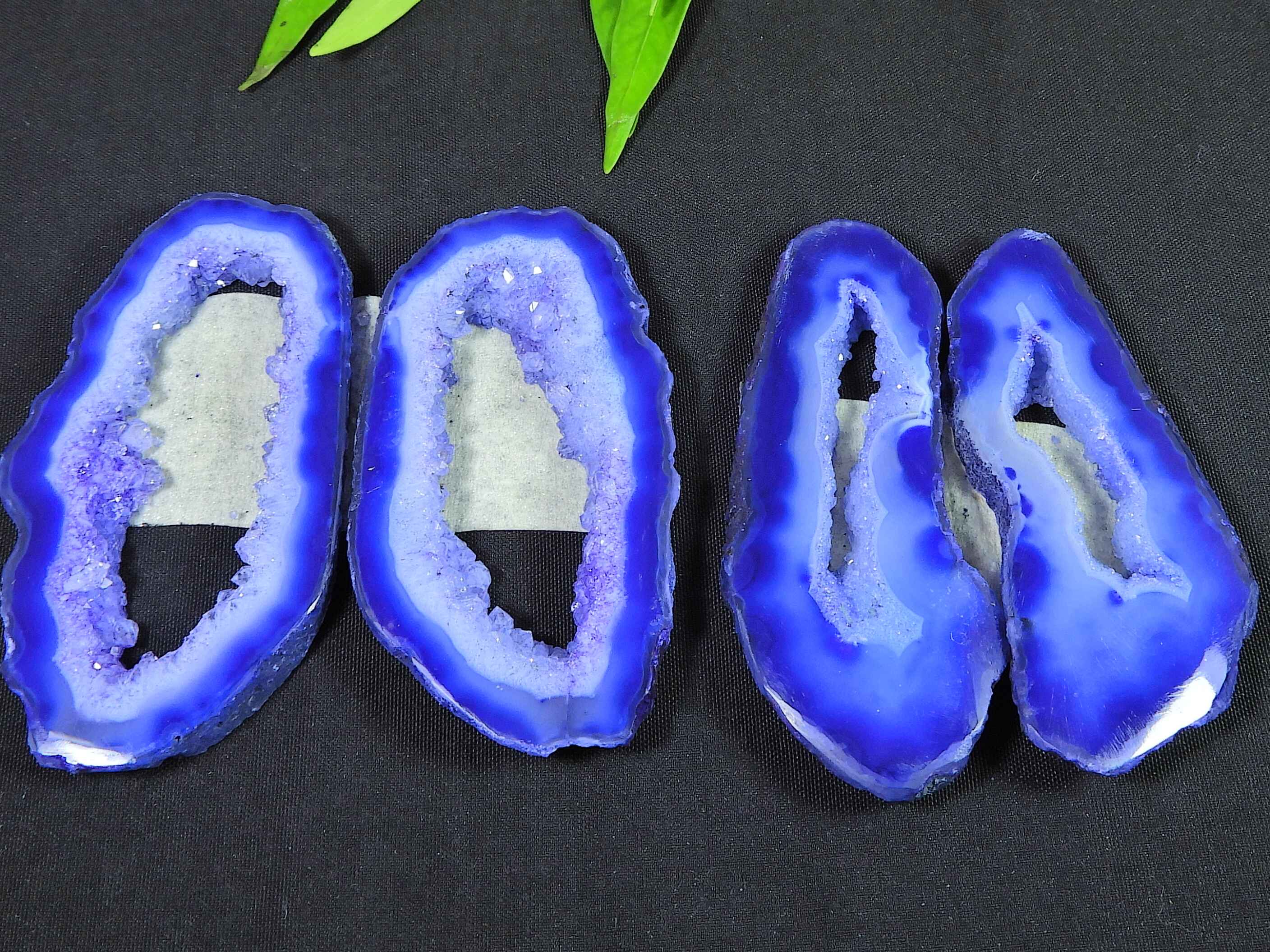 

2 Pair Blue Solar Druzy Matched Earring Pair Cabochon Gemstone Lot 52-55MM RQ-2772
