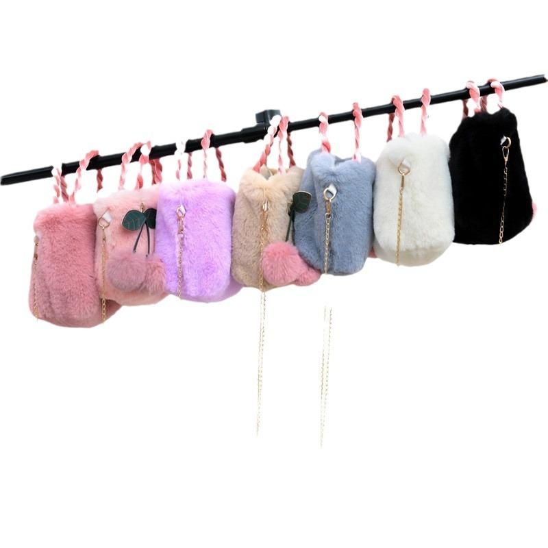 New Autumn and Winter Plush Bag Cute Girl Cherry Bag Shoulder Messenger Bag Women's Handbag