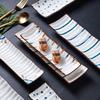 Rechteckige Keramikplatte im japanischen Stil, Sushi-Snack-Dessert-Serviertablett für Frühstück & Haushaltsgeschirr