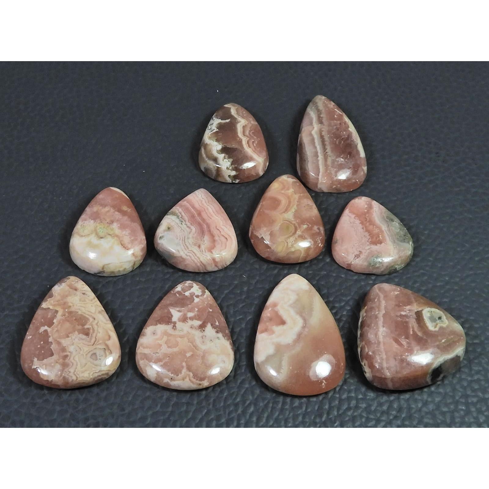 243Cts. Natural Pink Rhodochrosite Pear Cabochon Loose Gemstone 10Pcs Lot C-2324