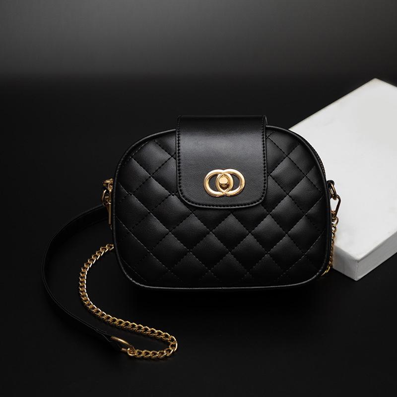 Ielgy Three-Layer Zipper Diamond One-Shoulder Small Round Bag Cross-Body Mobile Phone Bag