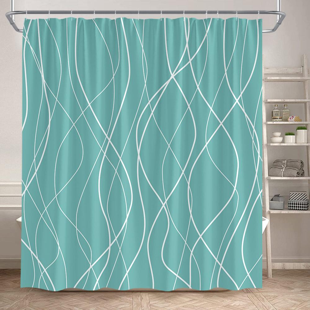 Black Striped Shower Curtains Modern Minimalism Lines Art Polyester Fabric Bathroom Bathtub Decor Bath Curtain Set With Hooks