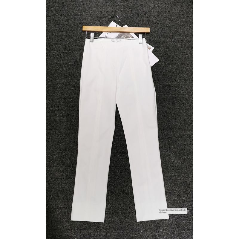 

Женские брюки костюмные из чистого юаня * Черные Белые Серые Синие Прямые Разрез сзади Молния сбоку Трубка Длина до щиколотки Эластичные White S