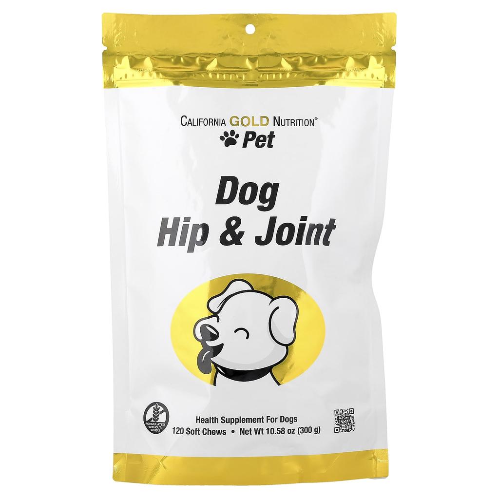 California Gold Nutrition, Pets, Hip & Joints for Dogs, Soft Chews, 120 Chews, 300g (10.58oz)