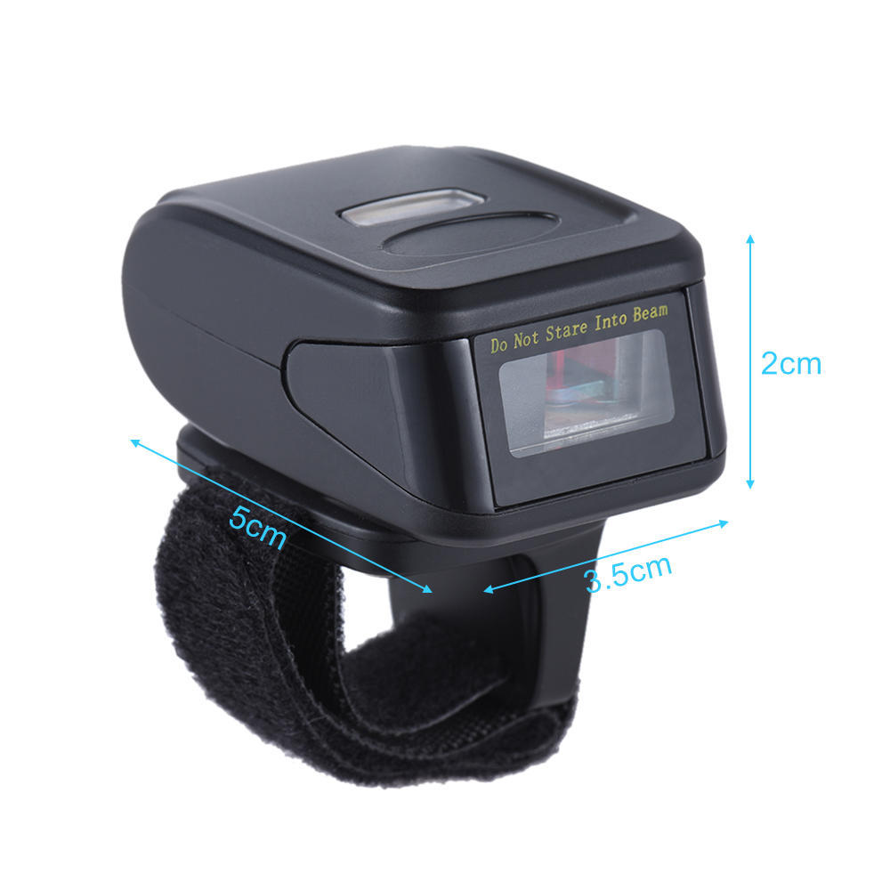 Portable Handheld BT Wireless Ring Finger 1D 2D QR Barcode Scanner Reader Support for Windows Android iOS for
