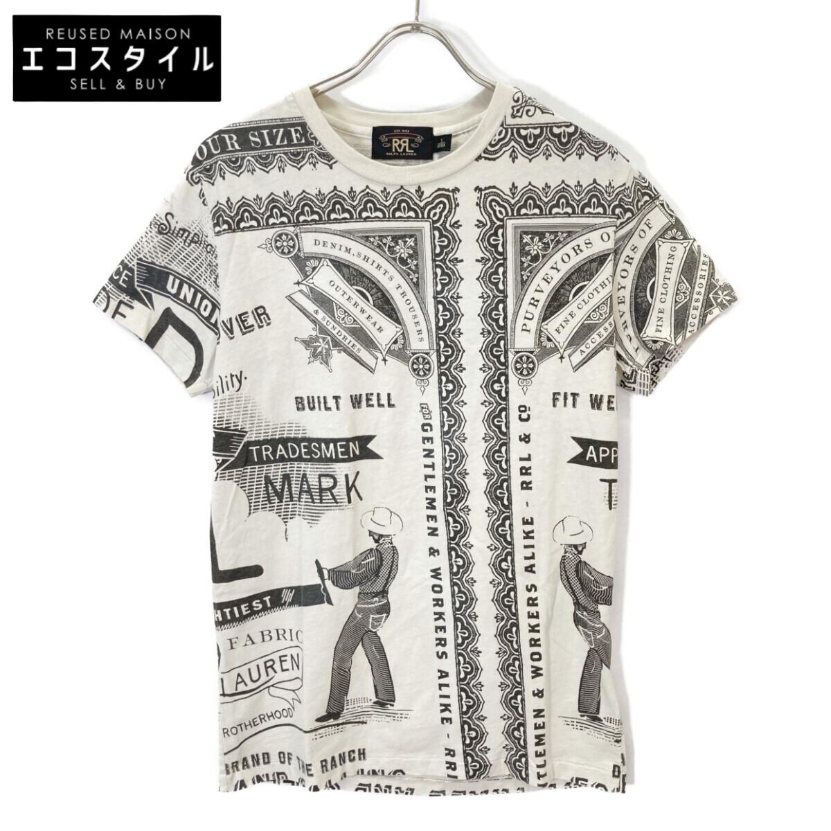 

RRL White Two Cowboy Print T-Shirt tops S whiteUsed