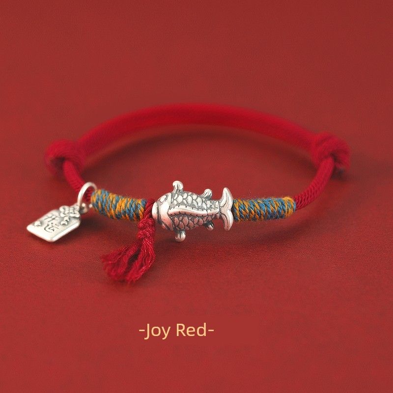 

Putuo Mountain Pass Every Exam Sterling Silver Koi Lucky Red Rope Bracelet Female Woven Hand Strap Gold Ranking Title Landing Gift Joy Red-Sterling Silver Koi Landing Hand Rope