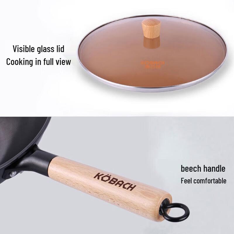 KOMBOH 32cm Non-Coated Fine Iron Wok