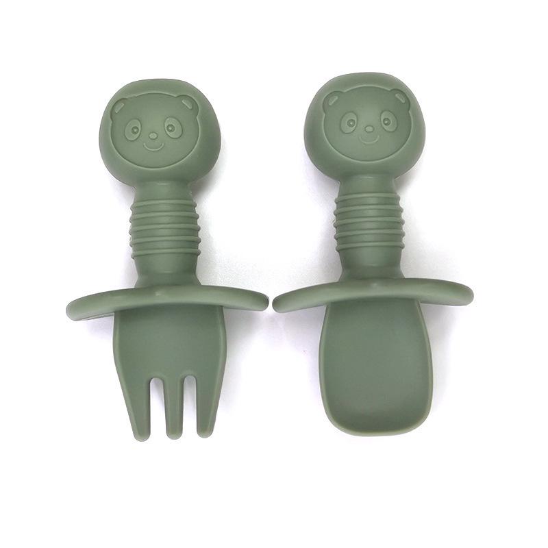 Мультяшний ведмедик Силіконовий набір виделки та ложки для тренування їжі дітей