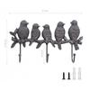 Retro Home Decor Hook Cast Iron Bird Hooks For Daily Use Classic Nordic Style Five Bird Motif Intricate Craftsmanship