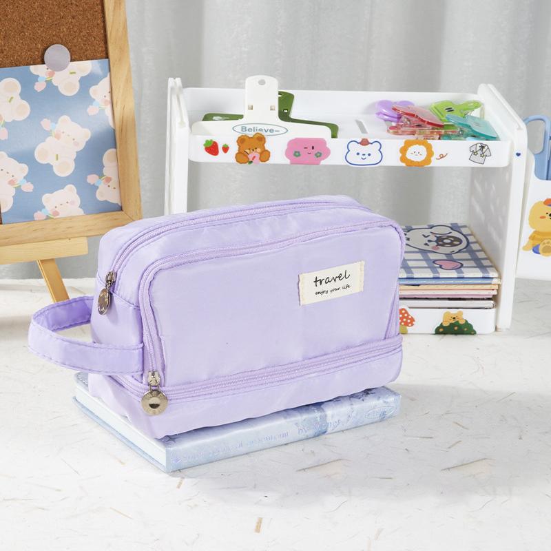 Double Layer Simple Stationery Case Large Capacity Student For School Kids Office