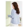 Casual Solid Color Butterfly Bow Sense of Design Blouse Women Long Sleeve O-collar All-match Pleated Chiffon Pullover Shirt