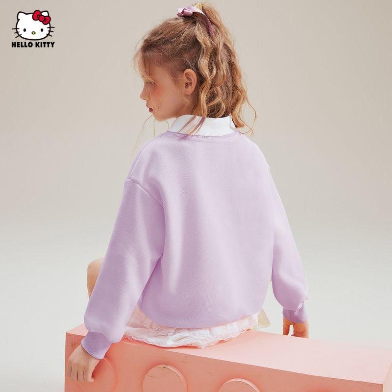 Melody Joint-Name Girl False Two-Piece Sweaters Spring and Autumn Fashionable Kids Spring Clothing Top Western Style Girl Clothes