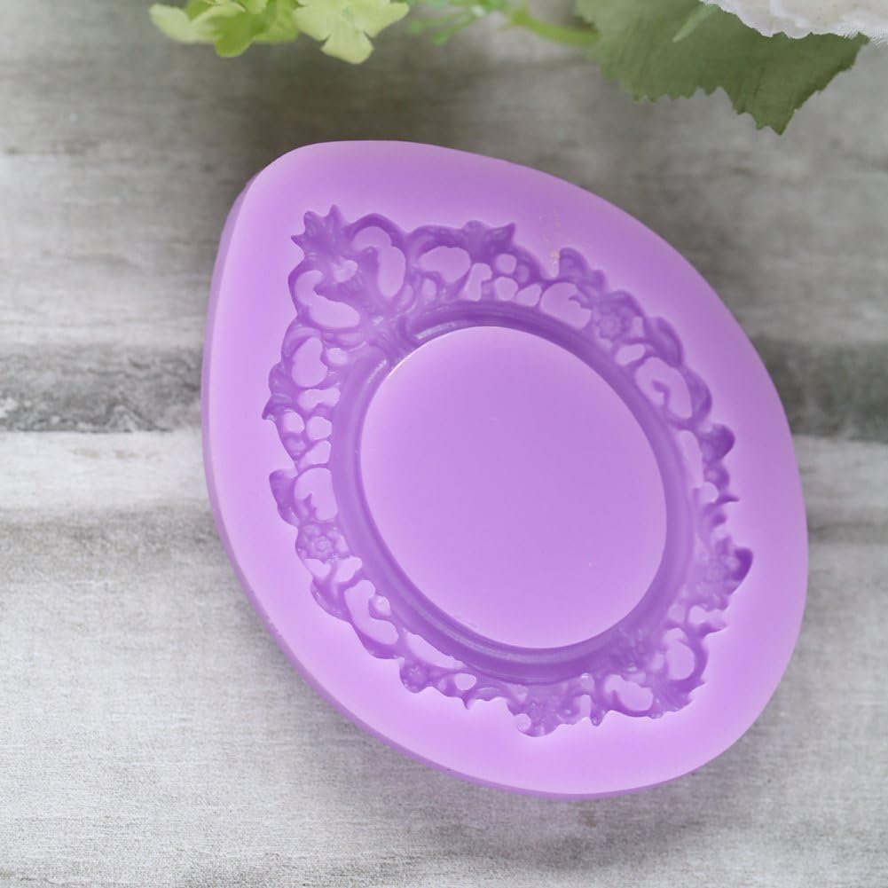 Mirror Frame Silicone Mold Fondant Sugarcraft Cake Decorating Tools Chocolate Candy Mold-Small