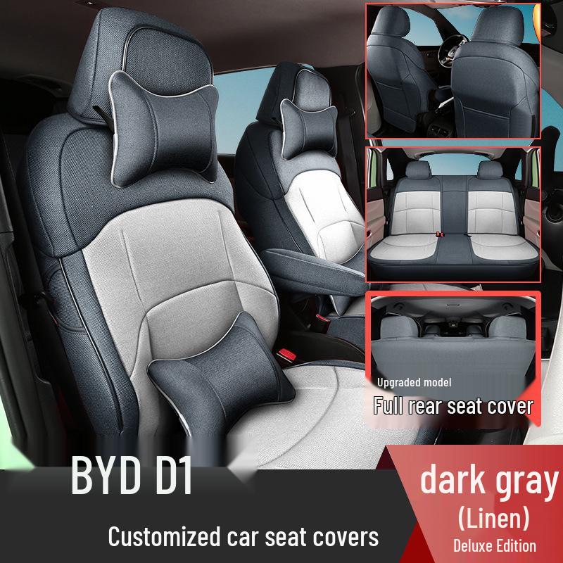 All-Season Linen Car Seat Covers for BYD D1 - Full Coverage