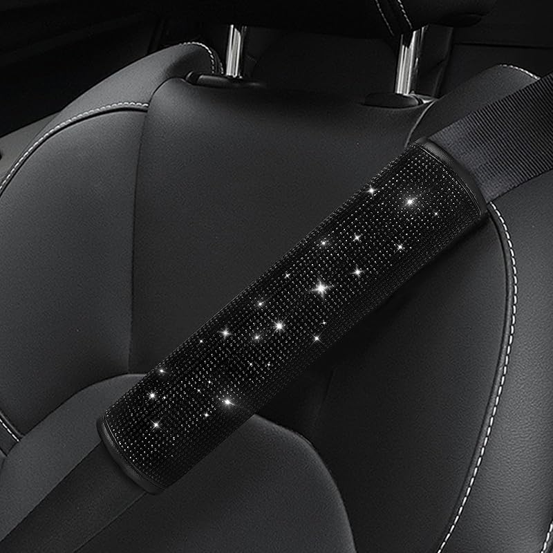 Surpassme 2PC Bling Car Seatbelt Covers, Rhtone Car Seat Belt Covers/Pads With Crystal For Releasing Shoulder/Neck Pressure Car Accessorizes For Car,