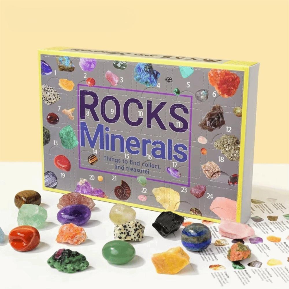 Unique Christmas Crystal Gemstone Blind Box 24 Grid Colorful Rock Mineral Specimens Interesting Natural Healing Stone