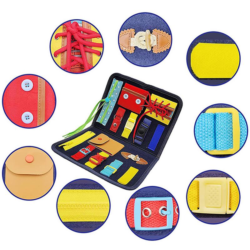 Çocuk Montessori Oyuncakları Bebek Meşgul Panosu Bebek Toka Fermuar Düğme Bağcıklı Eğitim Aracı Oyuncaklar Küçük Çocuklar İçin Duyusal Gelişim Oyunu