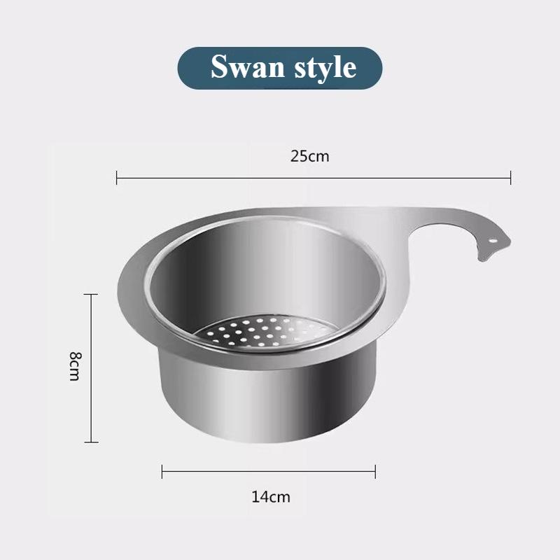 Stainless Steel Swan-shaped Sink Litter Strainer Basket Kitchen Corner Filter Basket Sink Household Drain Basket Rack Hooking