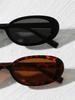 2pcs Vintage Oval Shaped Plastic Sunglasses Small Frame UV Protection Fashionable Shade for Outdoor Travel Beach Holiday