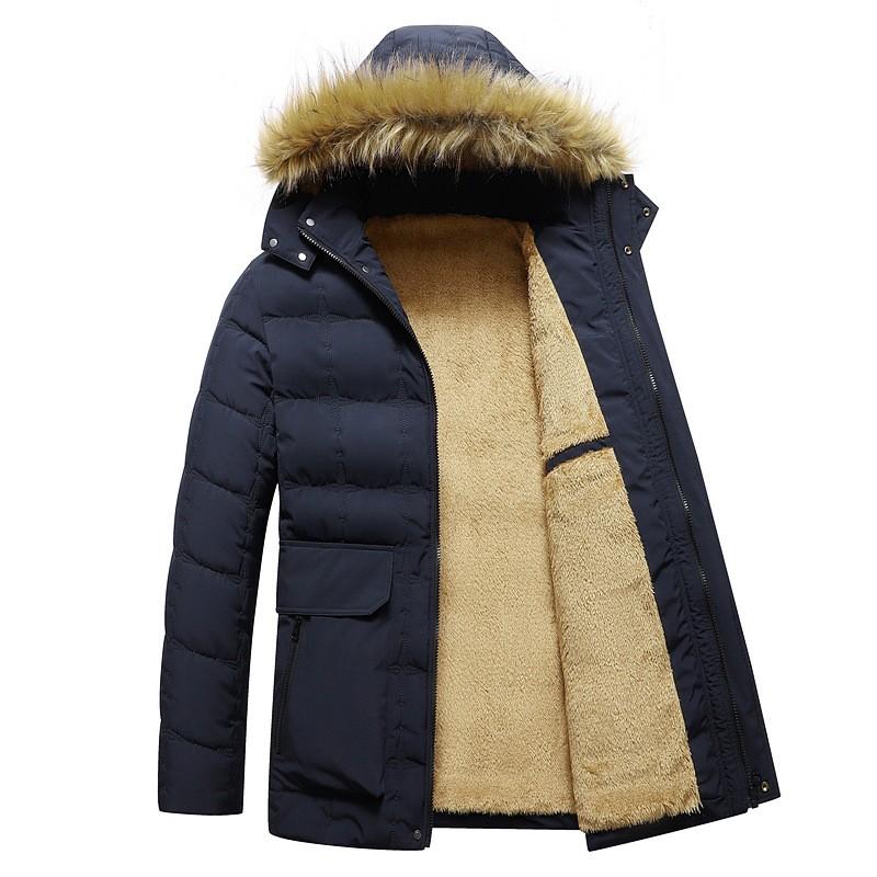 Mens Winter Thickened Fleece Lined Coat Warm Padded Jacket Casual Outerwear
