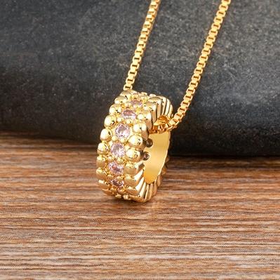 

Nidin New Fashion Shiny Paved Tiny Crysral Circle Round Choker Necklaces 7 Colors Pendant Clavicle Chain Jewelry Collar Gift рожевий