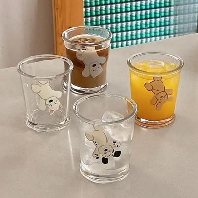 Korean Style Cute Puppy Portable Glass Cups Coffee Cold Brew Cups Breakfast Milk Cups Children Juice Cups Cartoon Water Cups New