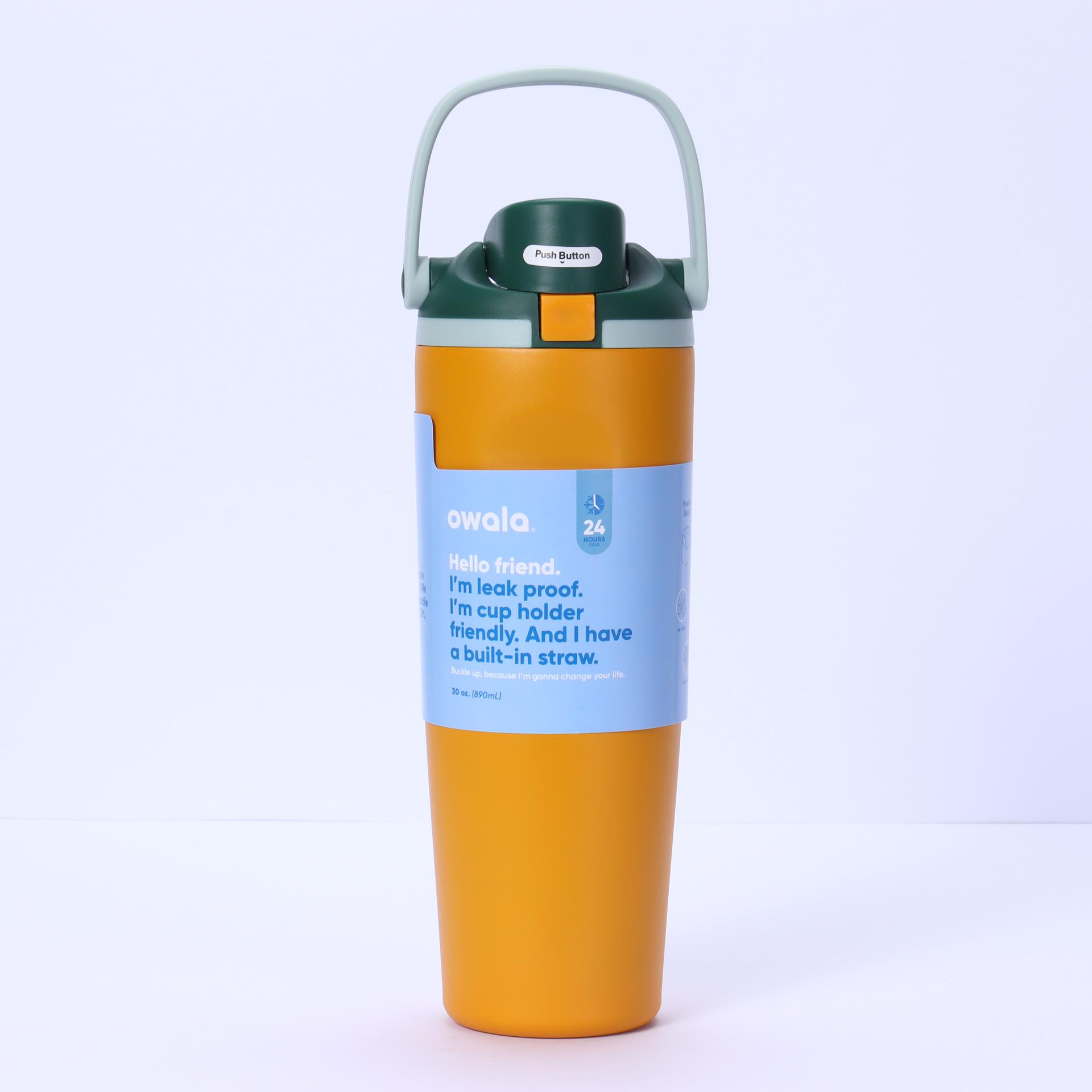 

Owala 30oz Large Capacity Double Drink Sports Water Bottle - Stainless Steel Insulated Fruit Cup оранжевый