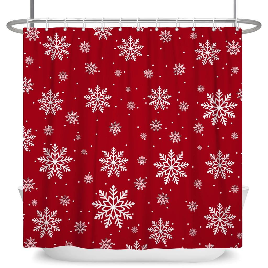 GAEMerry Christmas Duschvorhang Winter Schnee Weihnachtsmann Weihnachtsbaum Dekor Badezimmer Vorhänge Wasserdichte Badewannenwand