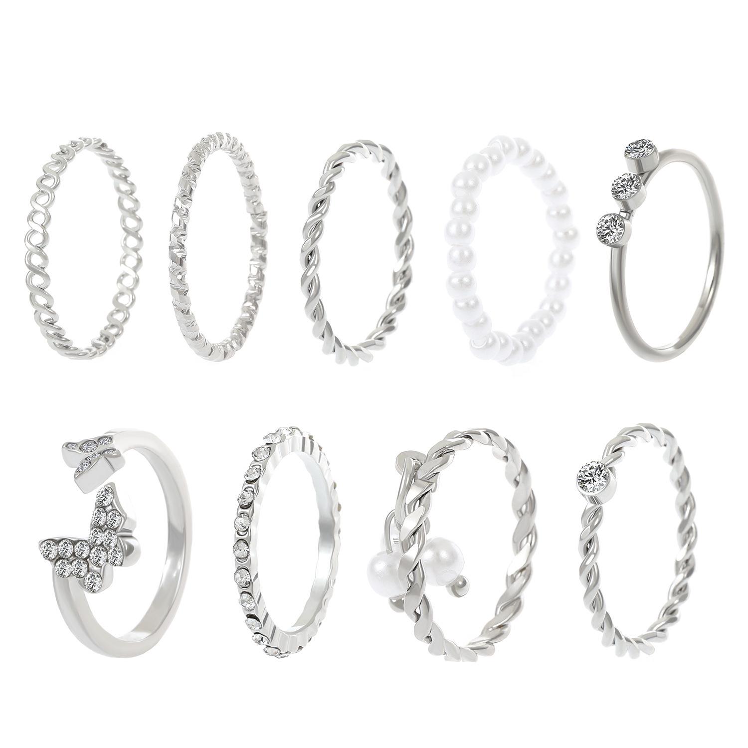 XP17 Zirconia Butterfly & Pearl Women s Ring Set