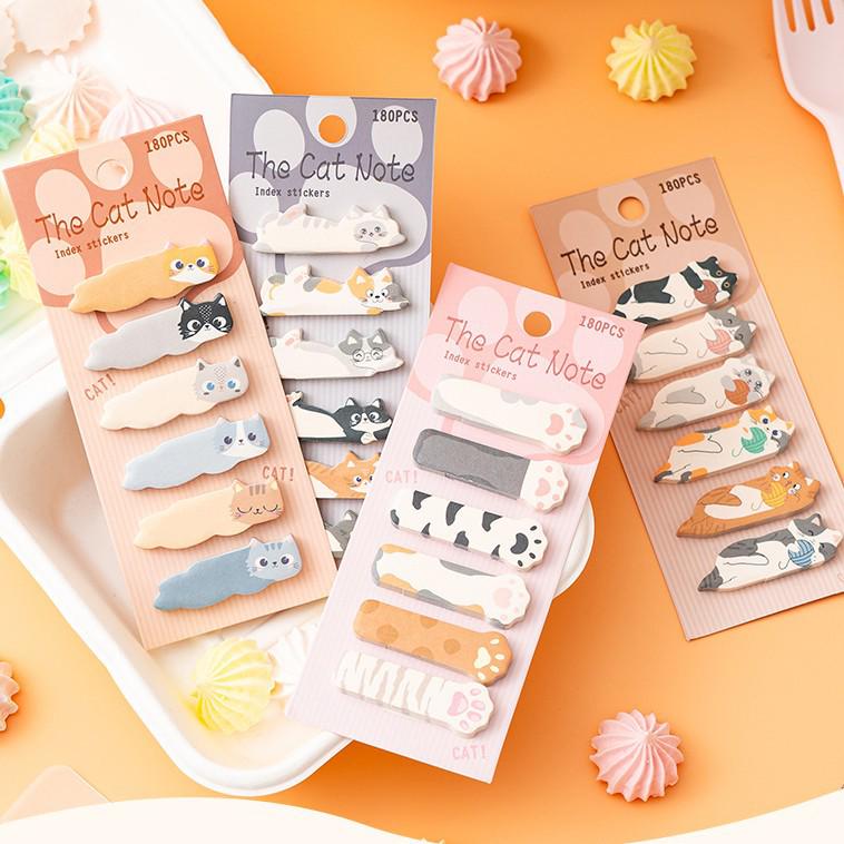 Cute Cat Sticky Notes & Bookmarks: Cartoon Index Markers, Student Classification Tabs, Reusable DIY Stickers