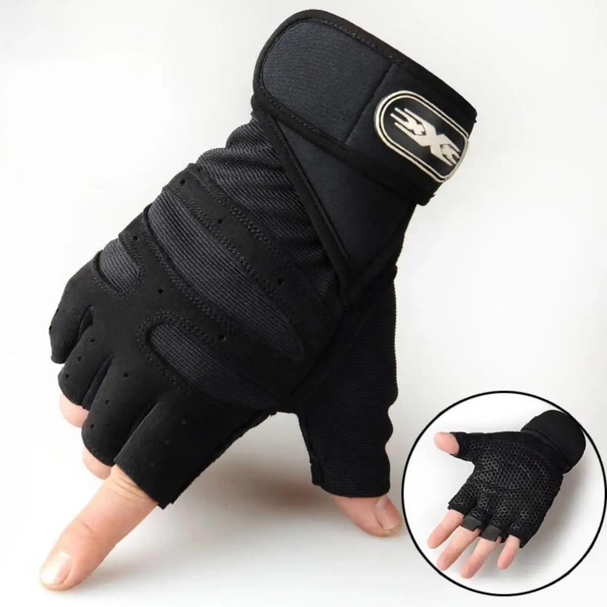 

Gym Gloves for Men Women Fitness Weight Lifting Wristband Gloves Body Building Training Sports Exercise Cycling Glove Shockproof M. чёрный