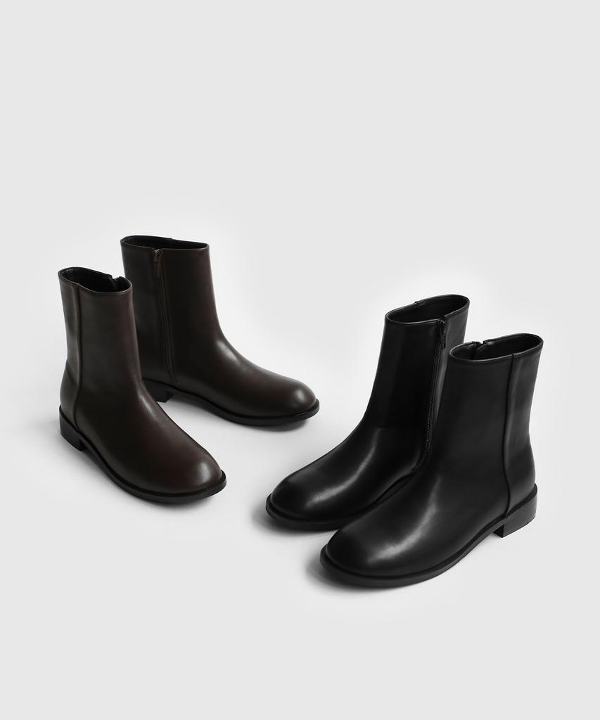 Sappun Madarin Round Ankle Boots (3Cm)