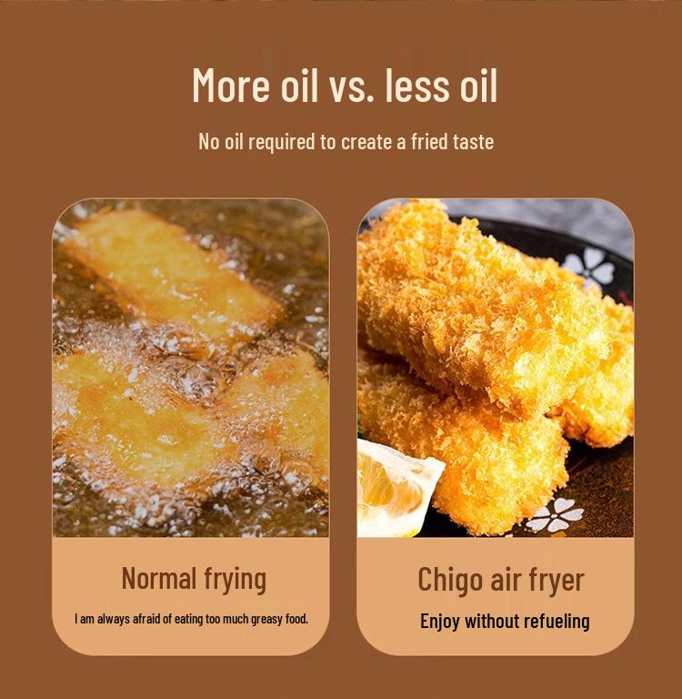 Smart Large-Capacity Non-Stick Oil-Free Electric Air Fryer – Less Smoke, No Flip Needed