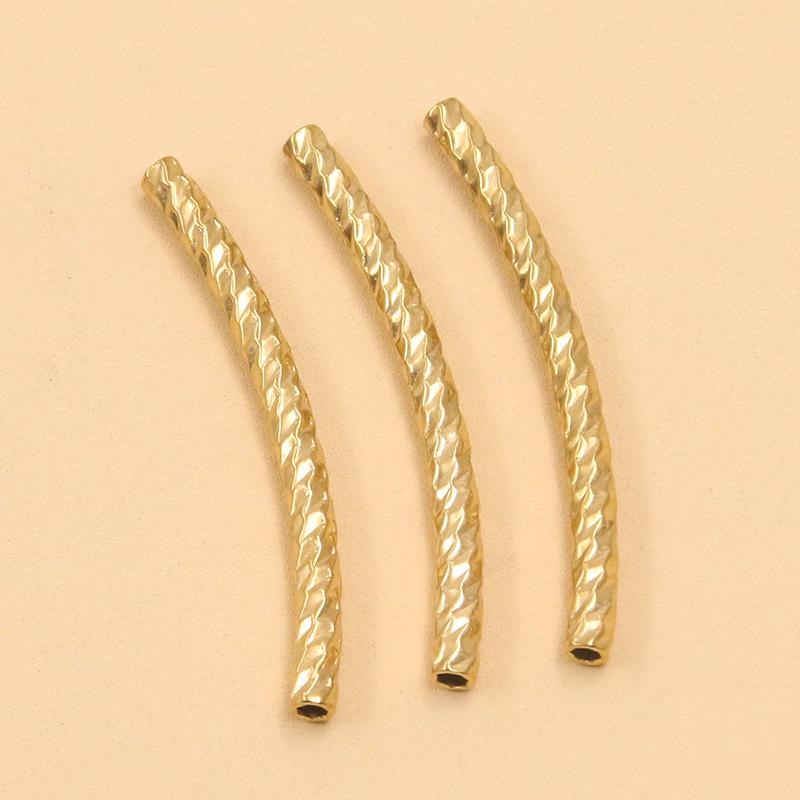 2-Color Stainless Steel Embossed Bent Tube Sleeves for DIY Jewelry
