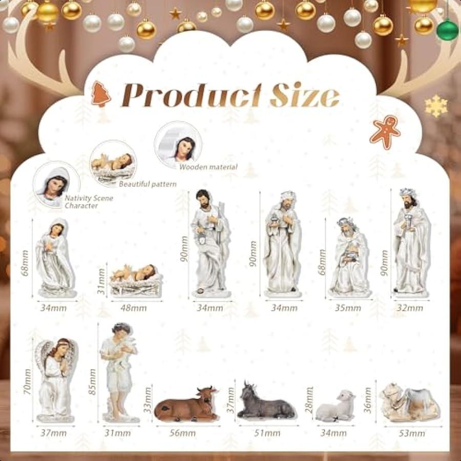 

12 Pcs Mini Nativity Scene Set for Christmas Indoor Decor Wooden Christmas Little Nativity People Set Mini Jesus Christmas Orna United States