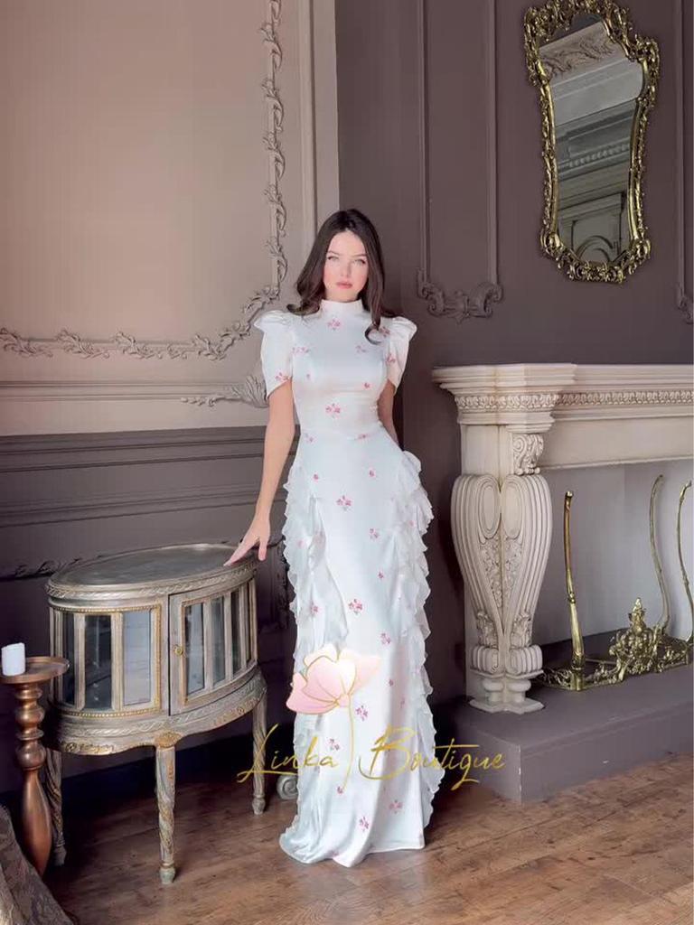 2025 Spring Sweet Style Short Sleeve Silky Elegant Women's Fashion Dress