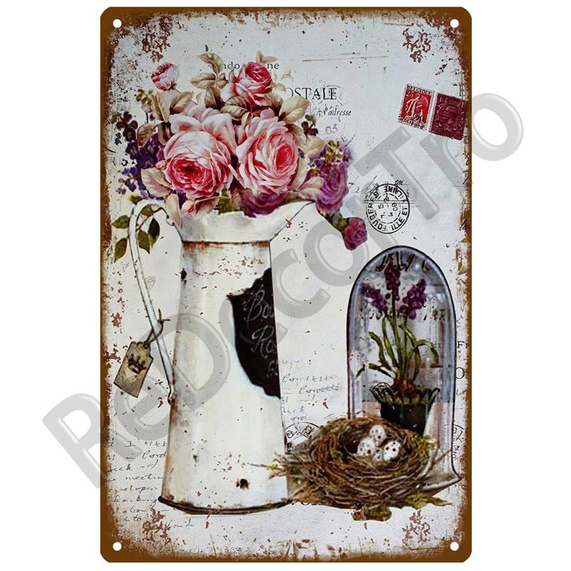 Garden Flower Rules Metal Sign Vintage Metal Plaque Plates Decor For Pub Bar Home Wall Decor Art Tin Signs Flower Poster Gift
