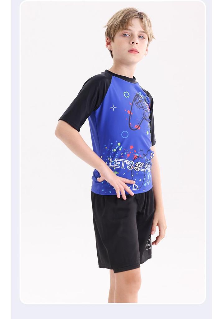 2025 Boys' Two-Piece Sun Protection Swim Set: Swimsuit & Trunks for Children and Teens