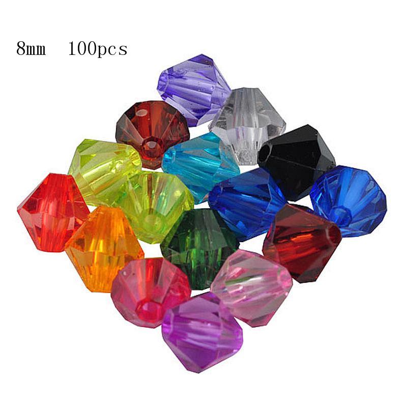 

Смешанные/прозрачные акриловые разделительные биконусные свободные бусины для самостоятельного изготовления ожерелья, браслета, ювелирных изделий 100pcs