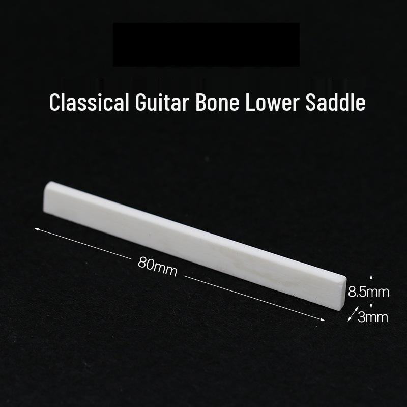 Burrsius Bone Nut Set for Folk Classical Acoustic Guitar - Upper & Lower Nut, Bridge, String Accessories