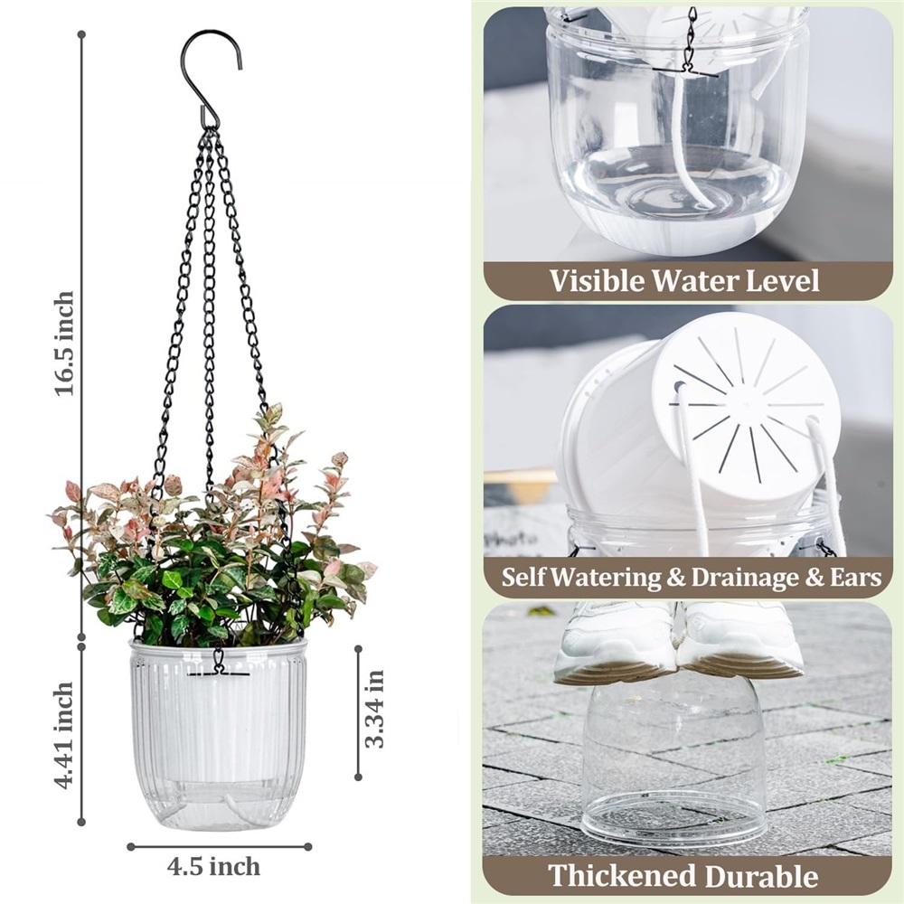 Indoor Hanging Flower Pots - Set of 3 Outdoor Flower Pots, Hanging Flower Pots with Drainage Holes