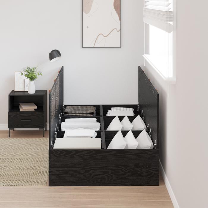 Cadre de lit de rangement vidaXL Chêne noir 90x190 cm 3335406