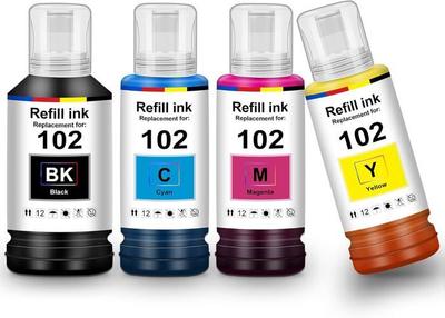 Ink 102 Et-3850 Et-4850 Et-2856 Et-2750 Compatible Cartridge For Epson 102 Multipack Compatible Bottle For Epson Ecotank Et