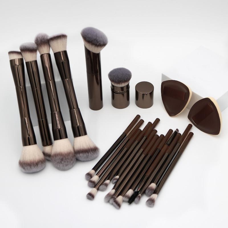 20pcs/set Professional Makeup Brushes Double Ended Foundation Concealers Blush Eye Shadow Brush for Liquid Cream Powder Blending