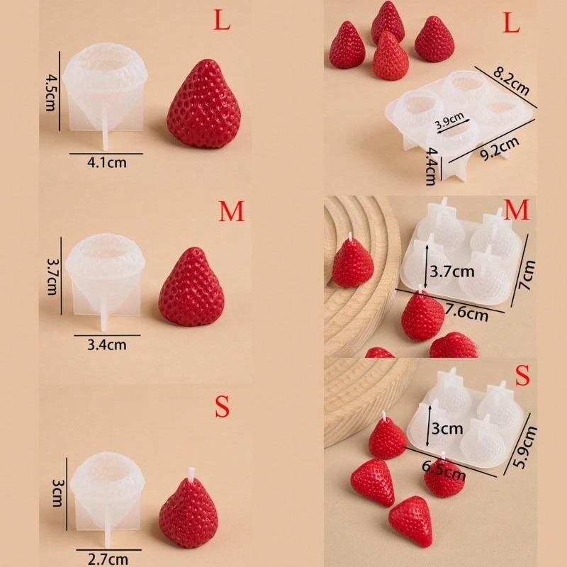 Strawberry Silicone Candle Mold 3D Fruit Craft DIY Baking Resin Chocolate Fondant Decorative Molds Handmade Party Supplies