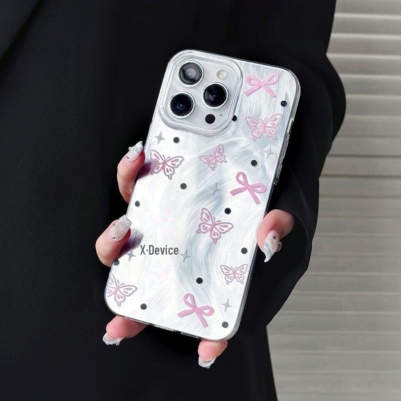 Zhitai Transparent Soft Shell iPhone Case for 13, 14, 15, 16 Pro Max: Ins-Style Feather Yarn Design.