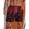 Летние 2024 Мужские шорты 3D-принт Полосатый Принт Пламя Board Shorts Купальные шорты На шнурке Дышащие Короткие Гавайские шорты